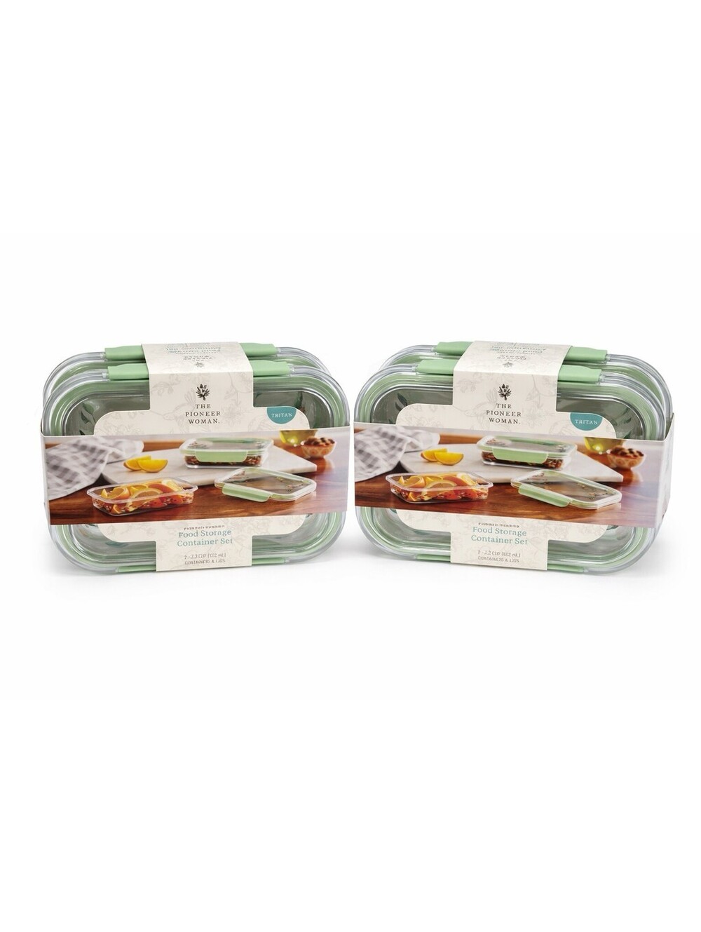 2 Pack Food Storage Containers Set 4 Total Airtight Leakproof BPA Free